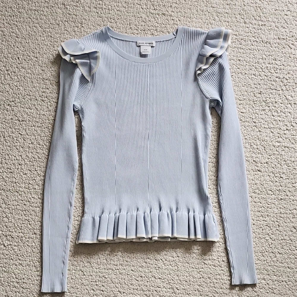 Women's Ruffled Blue Top